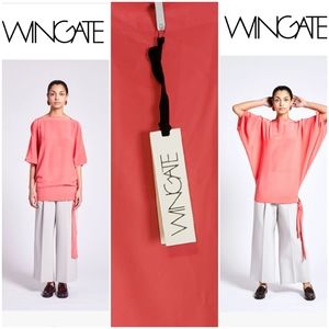 NWT $748 100% Silk Wingate Top Small Coral Blouse Tiffany